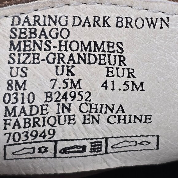 Sebago Docksides Men's Slip On Loafers Shoes Size 8 M Daring Dark Brown Suede - Picture 9 of 9